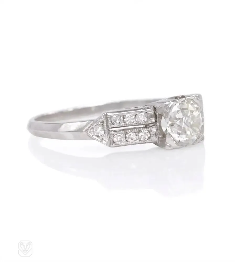 Art Deco European cut diamond and platinum ring