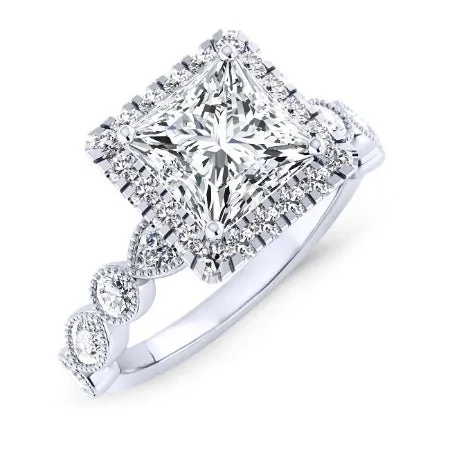 Aubretia - Princess Moissanite Engagement Ring