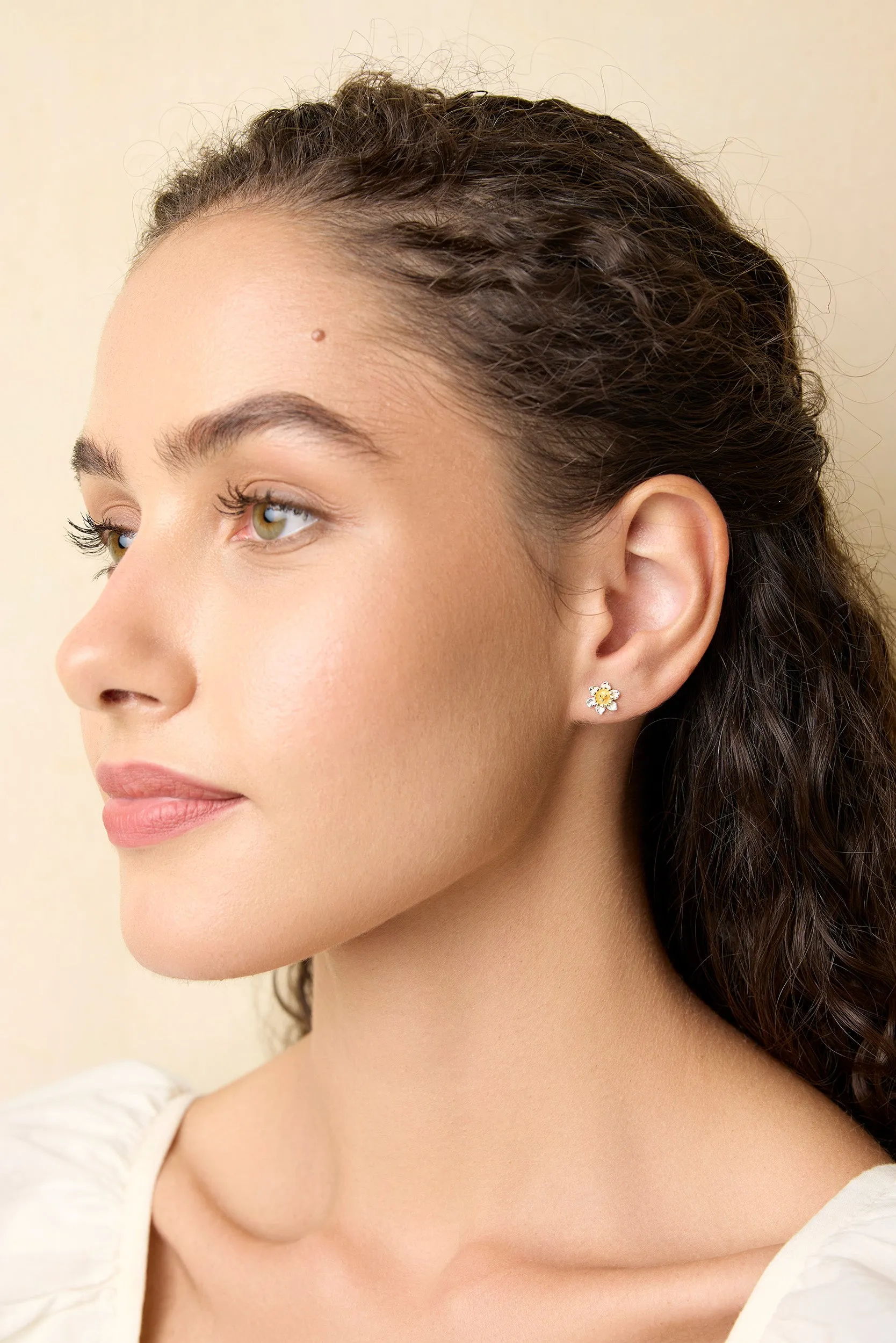 Banyan Mixed Metal Daffodil Stud Earrings