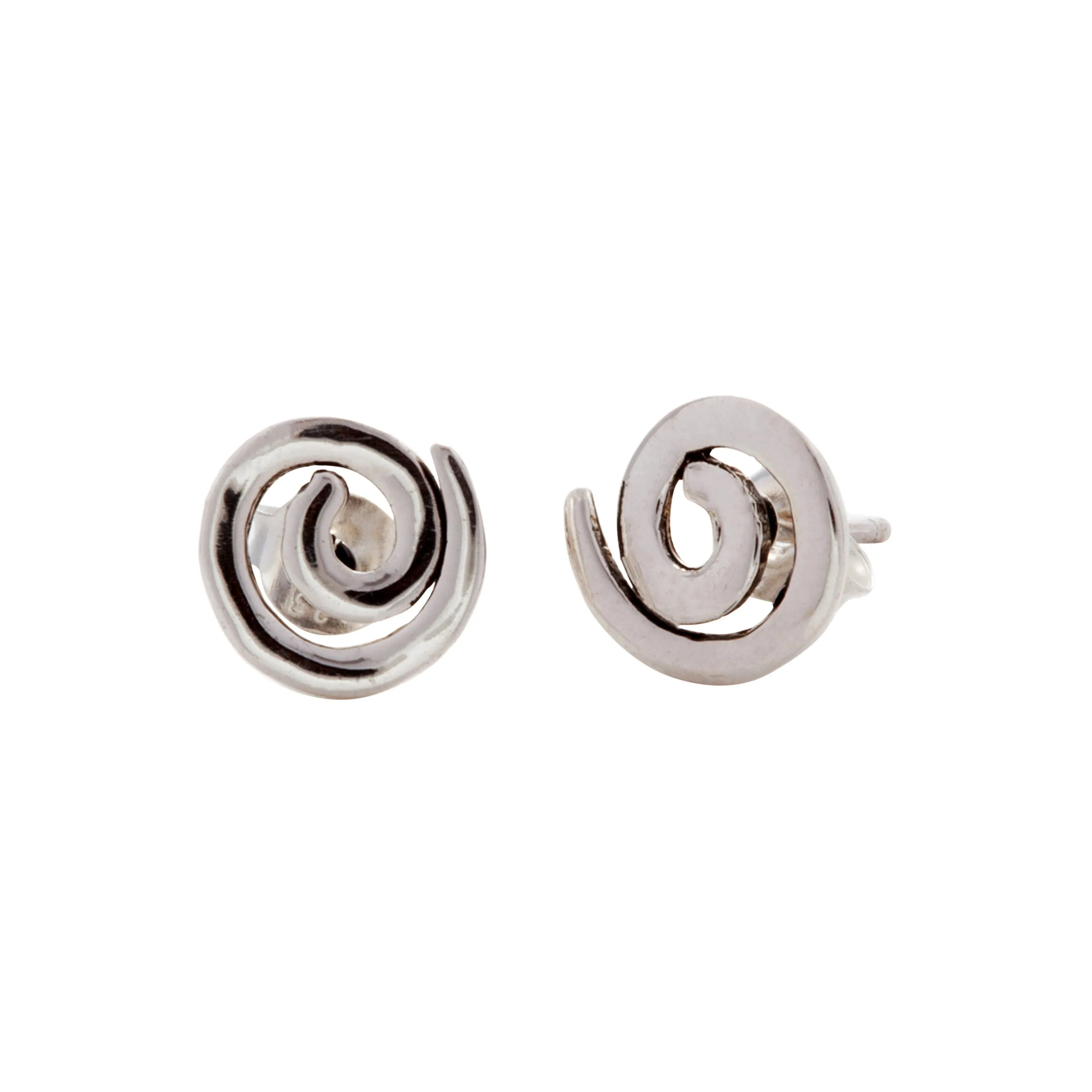 Banyan Open Silver Spiral Stud Earrings