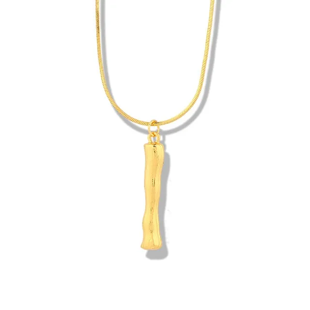 Big Metal Bamboo Pattern Alphabet Necklaces