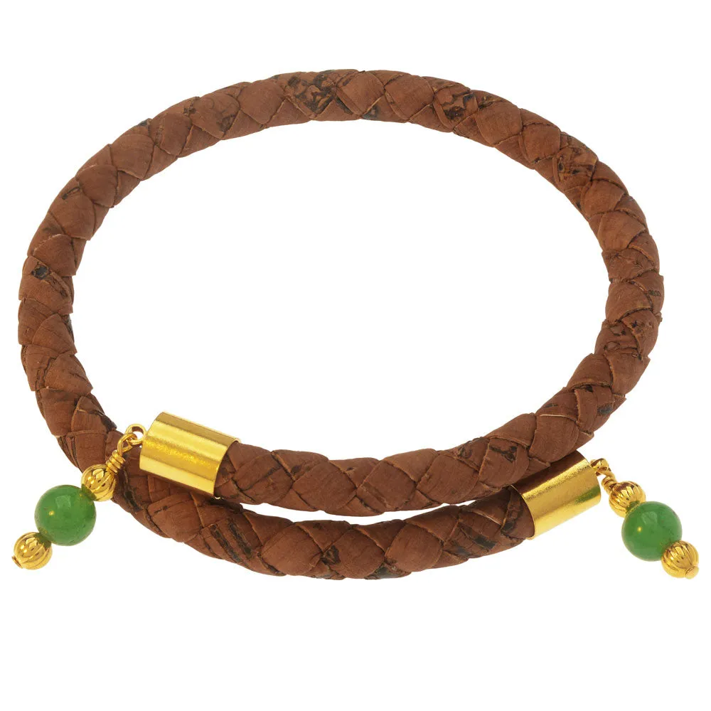 Boho Gemstone Cork Memory Wire Bangle