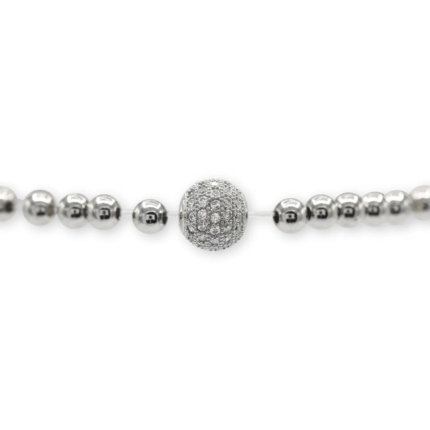 Brass Cubic Zirconia Ball Charm Bracelet