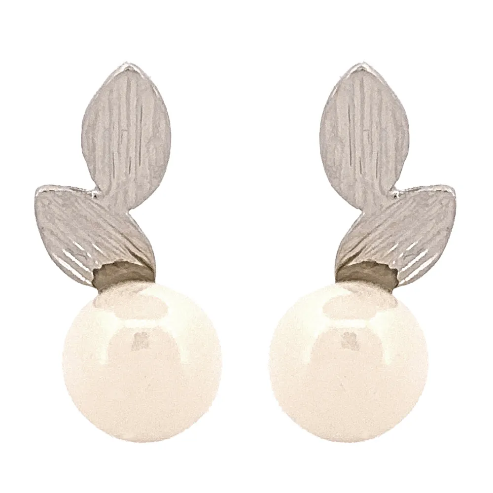 Bridal Wedding Prom Jewelry Elegant Modern Pearl Drop Stud Earrings