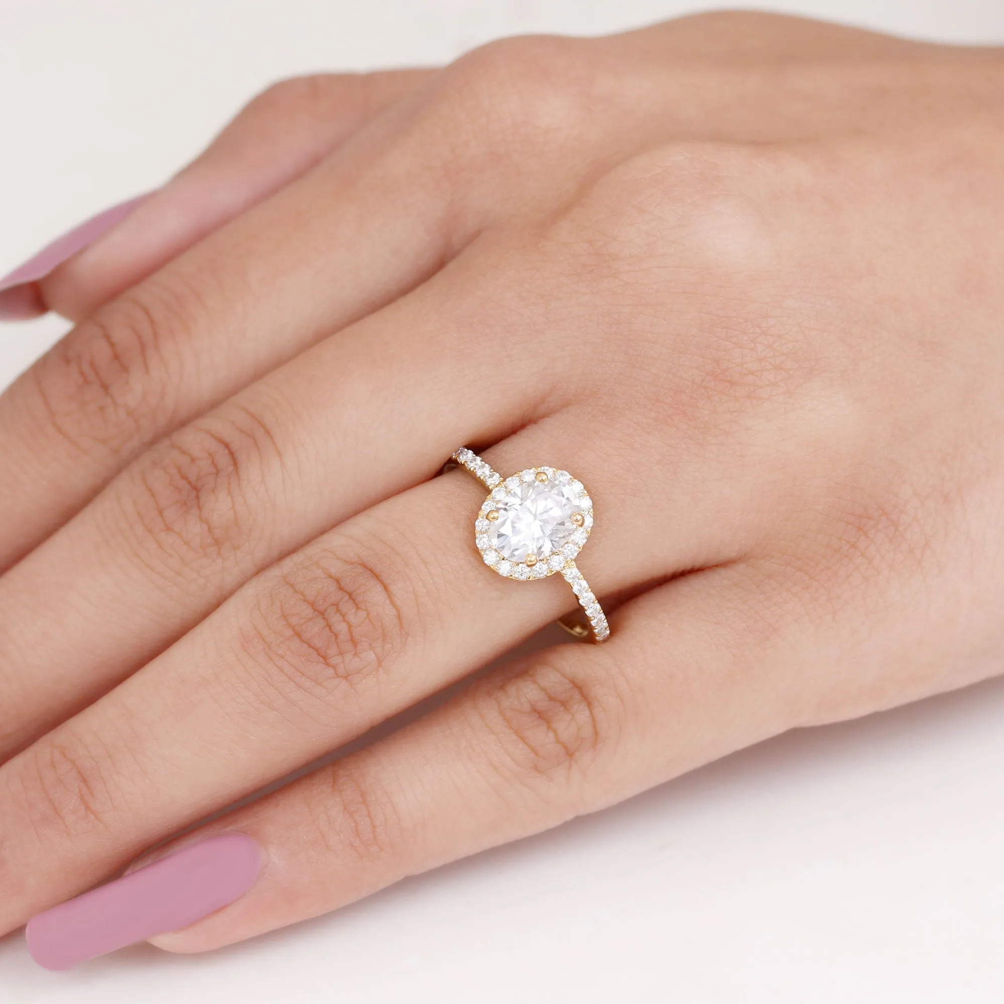 Classic Oval Lab Grown Diamond Engagement Ring with Halo