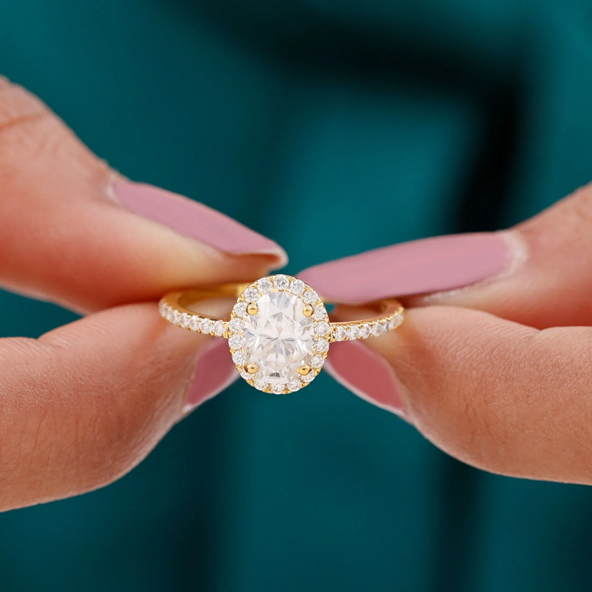 Classic Oval Lab Grown Diamond Engagement Ring with Halo