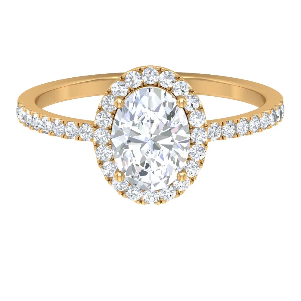 Classic Oval Lab Grown Diamond Engagement Ring with Halo