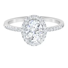 Classic Oval Lab Grown Diamond Engagement Ring with Halo