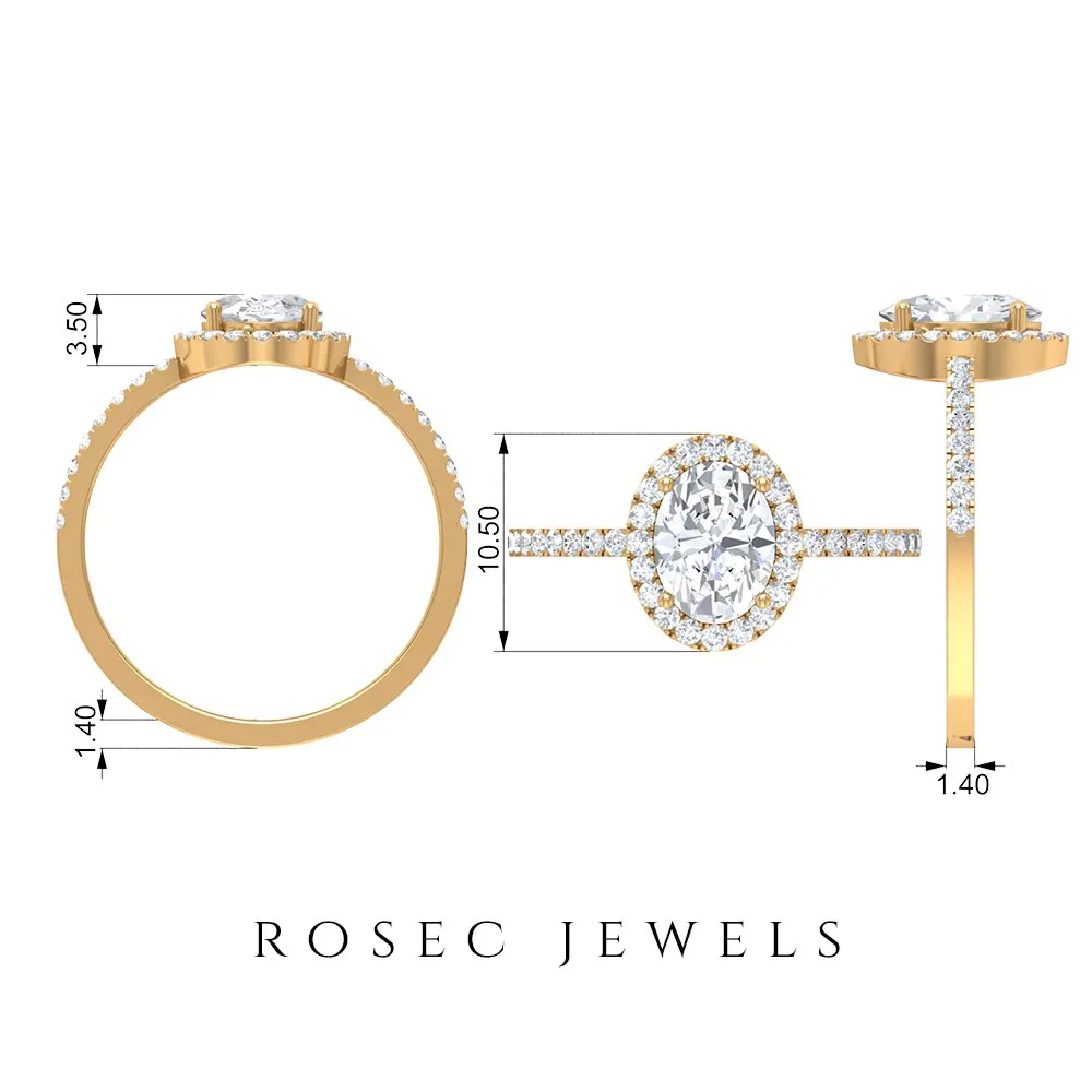 Classic Oval Lab Grown Diamond Engagement Ring with Halo