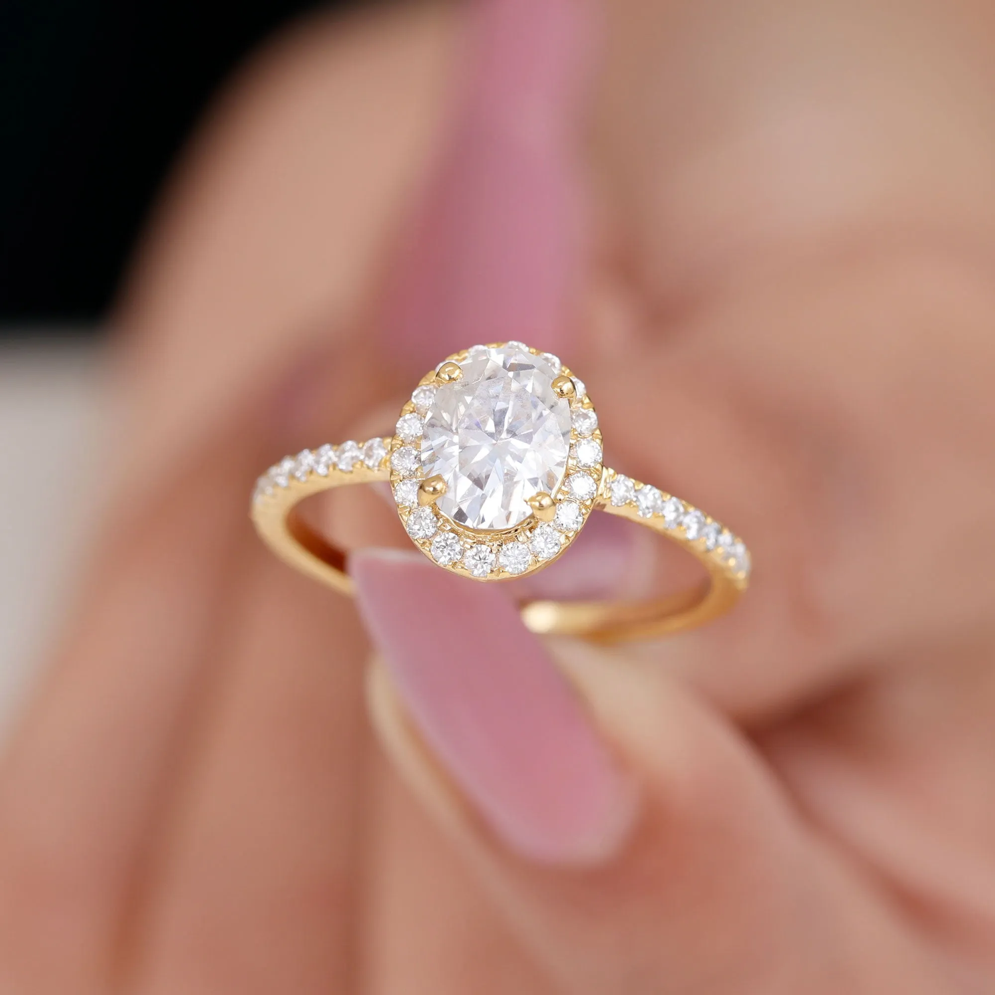 Classic Oval Lab Grown Diamond Engagement Ring with Halo