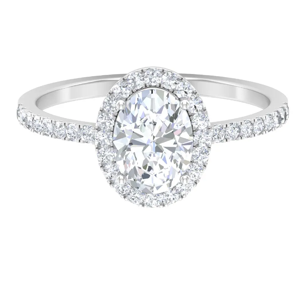 Classic Oval Lab Grown Diamond Engagement Ring with Halo
