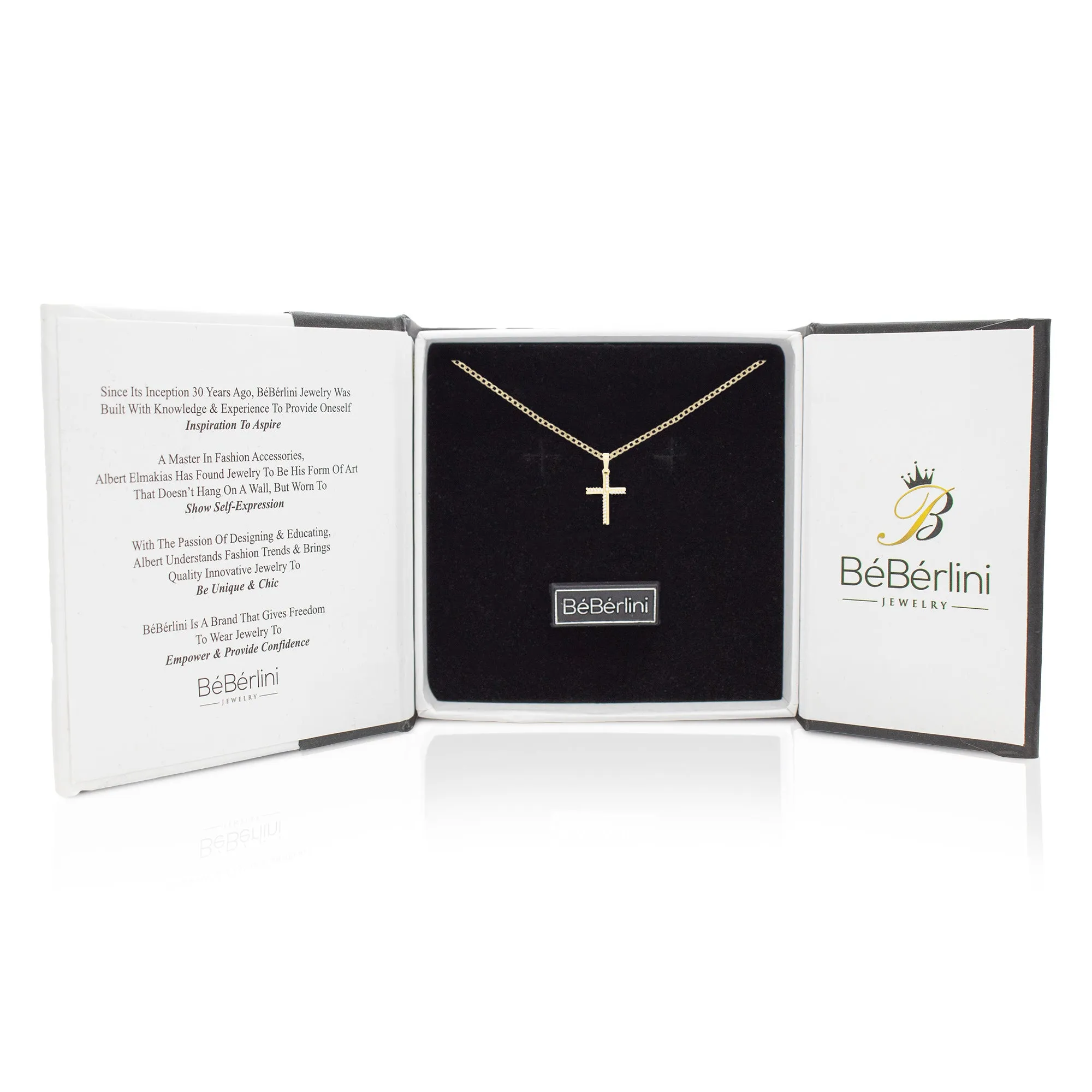 Cross 6 Cubic Zirconia Pendant 14K Gold Filled Chain Necklace Set