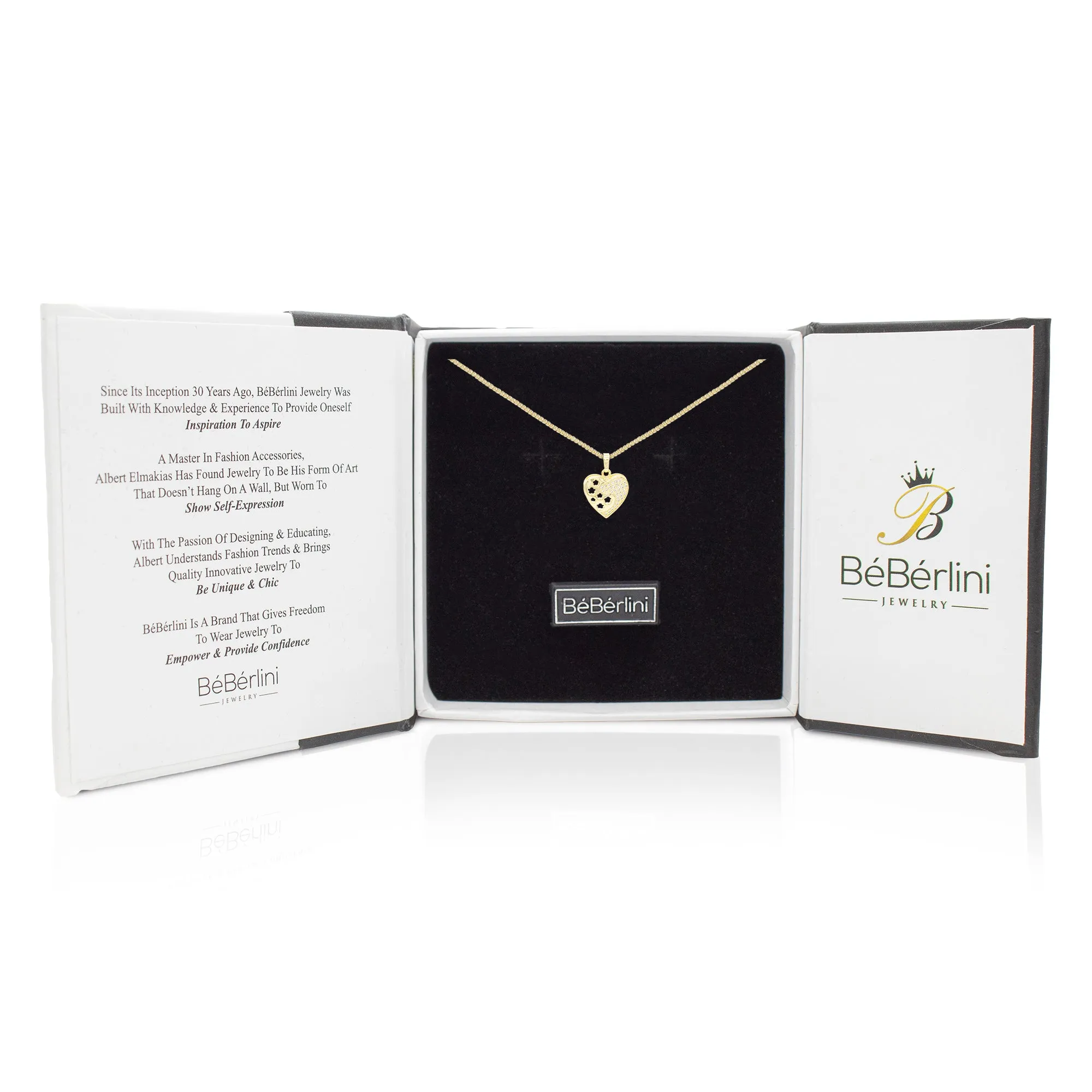 Cubic Zirconia 14K Gold Filled Heart With Flowers Pendant Necklace Set