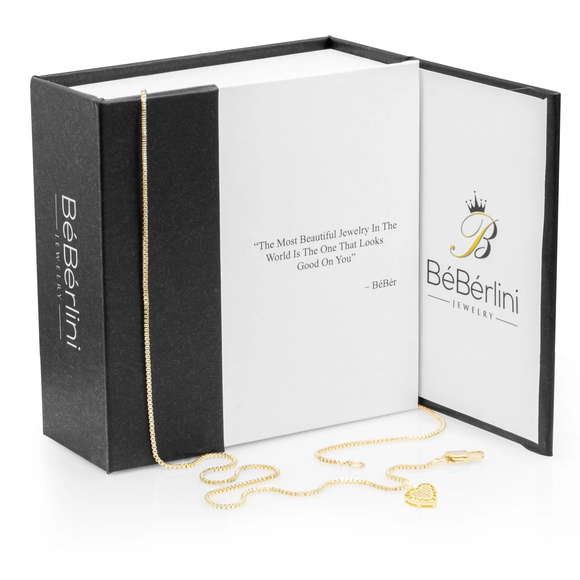 Cubic Zirconia 14K Gold Filled Hollow Heart Pendant Necklace Set