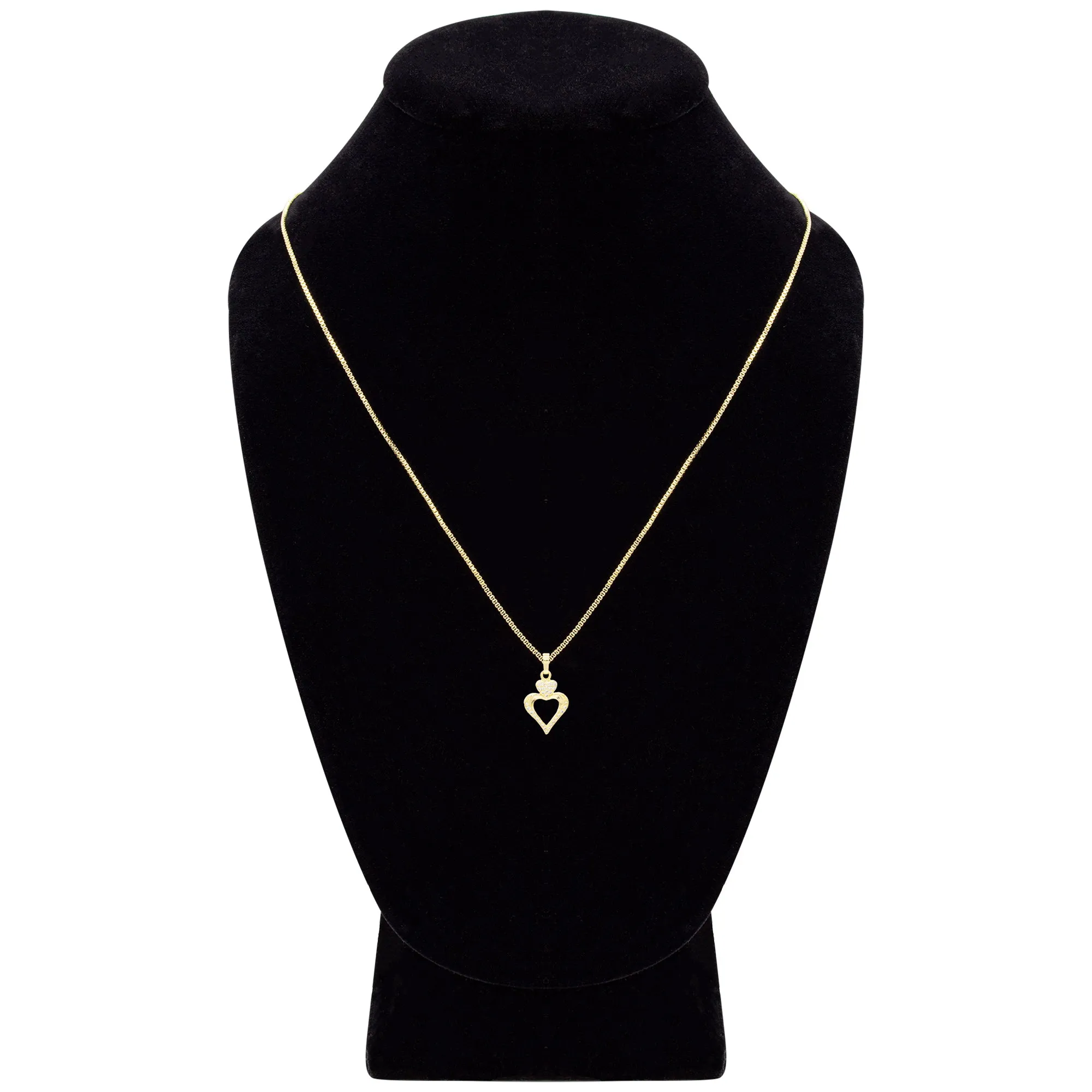 Cubic Zirconia 14K Gold Filled Two Hearts Pendant Necklace Set
