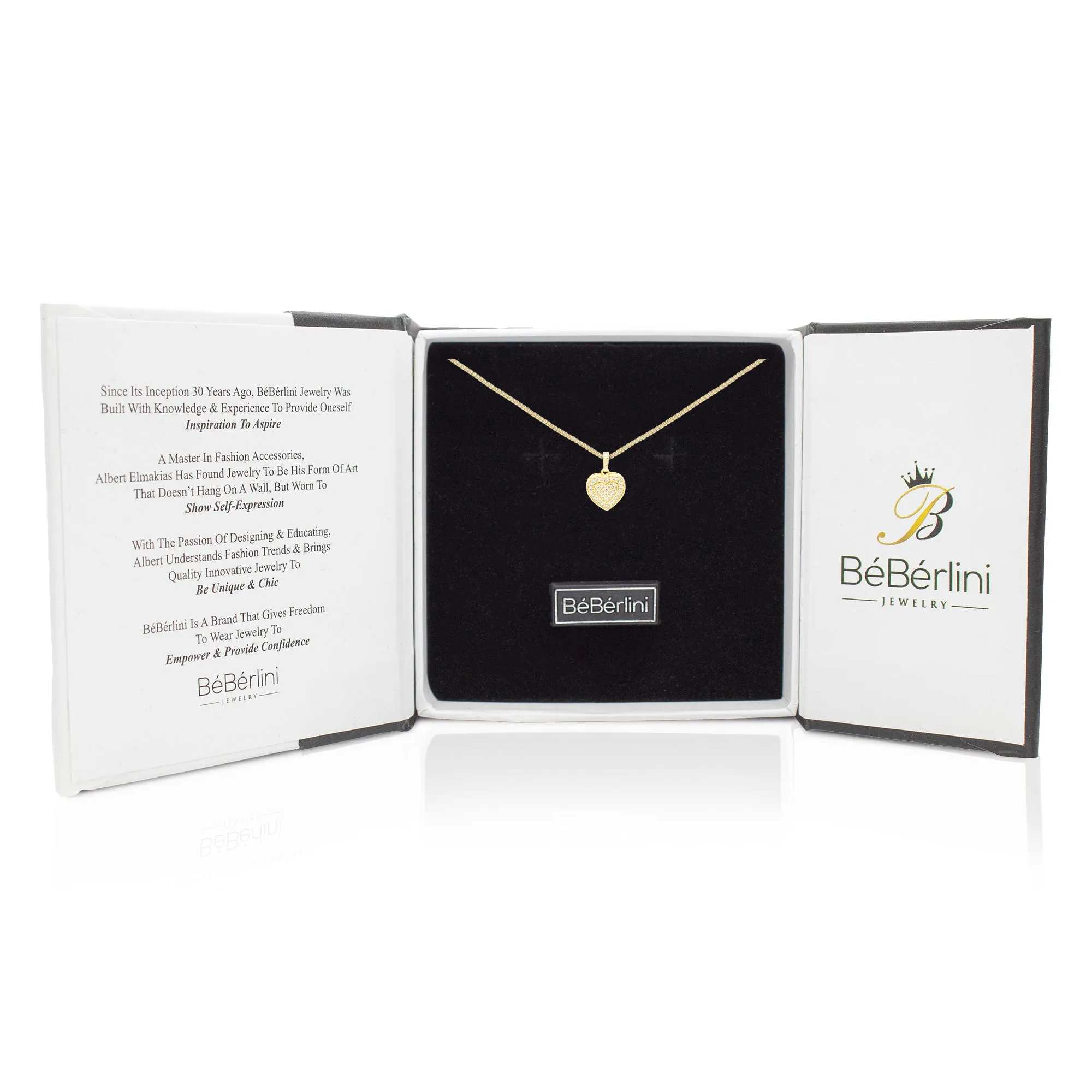 Cubic Zirconia 14K Gold Filled Two-Ply Heart Pendant Necklace Set