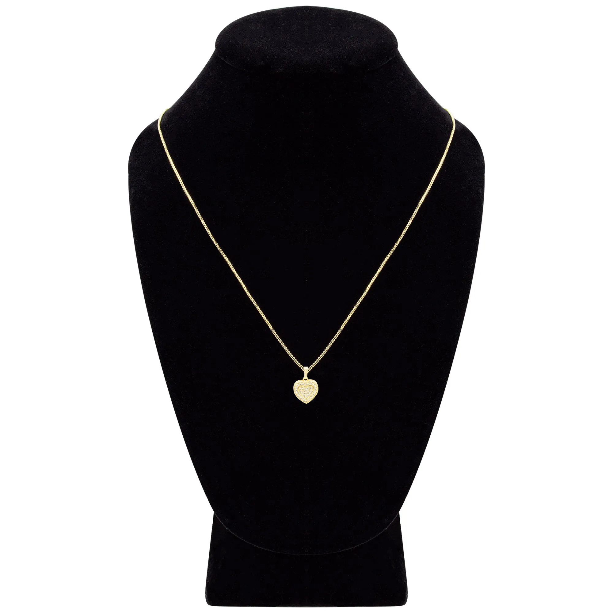 Cubic Zirconia 14K Gold Filled Two-Ply Heart Pendant Necklace Set