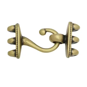 Cymbal Hook and Eye Clasps for GemDuo Beads, Mesaria III, Antiqued Brass Plated (1 Set)