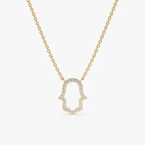 Diamond Hamsa Cutout Necklace, Bina