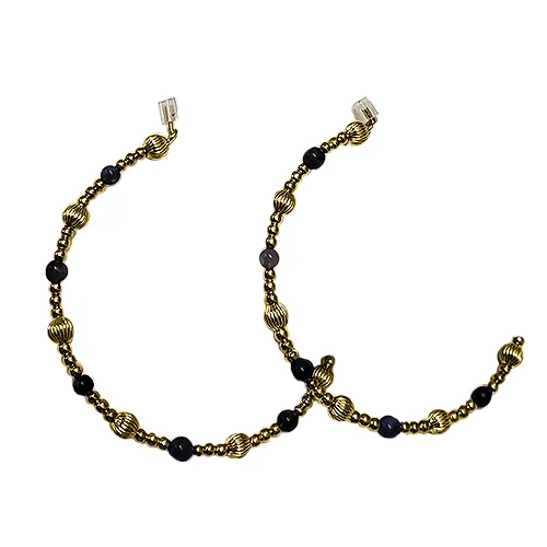 Dignity Gold Sincerity Pattern Beaded Hoops