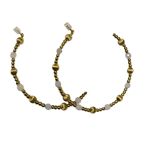 Dignity Gold Sincerity Pattern Beaded Hoops