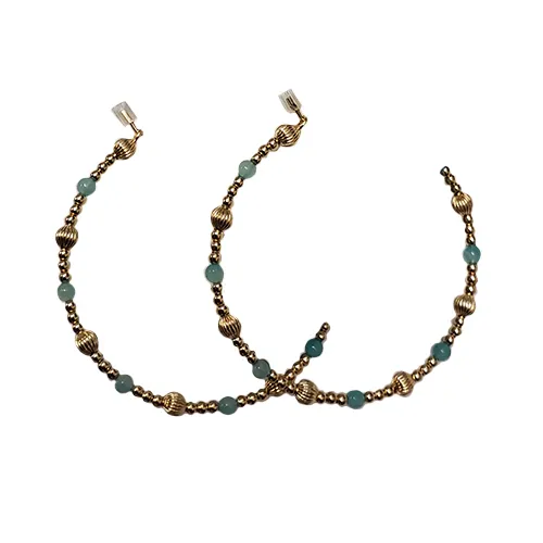 Dignity Gold Sincerity Pattern Beaded Hoops