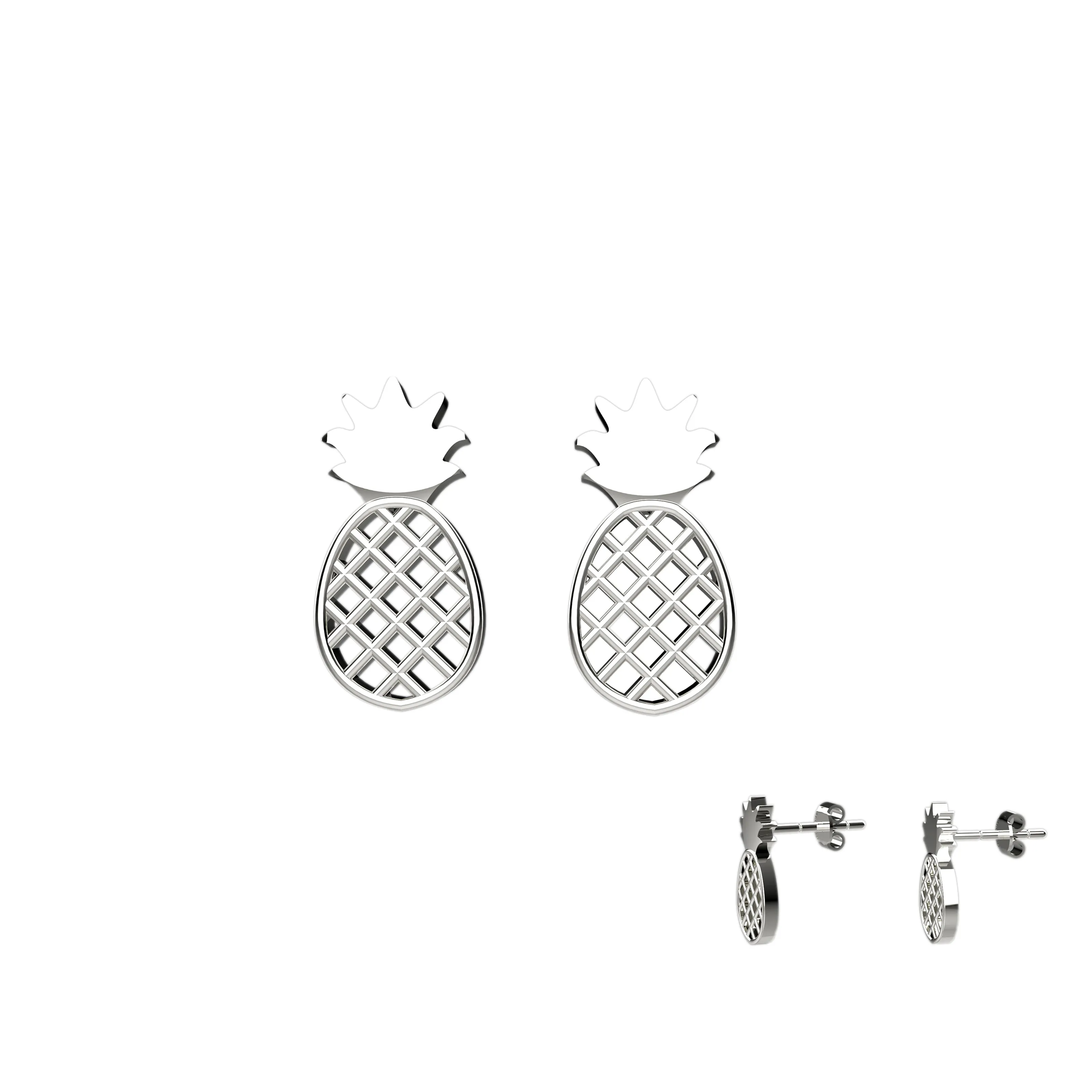 Earrings Stud In Pineapple Fruit