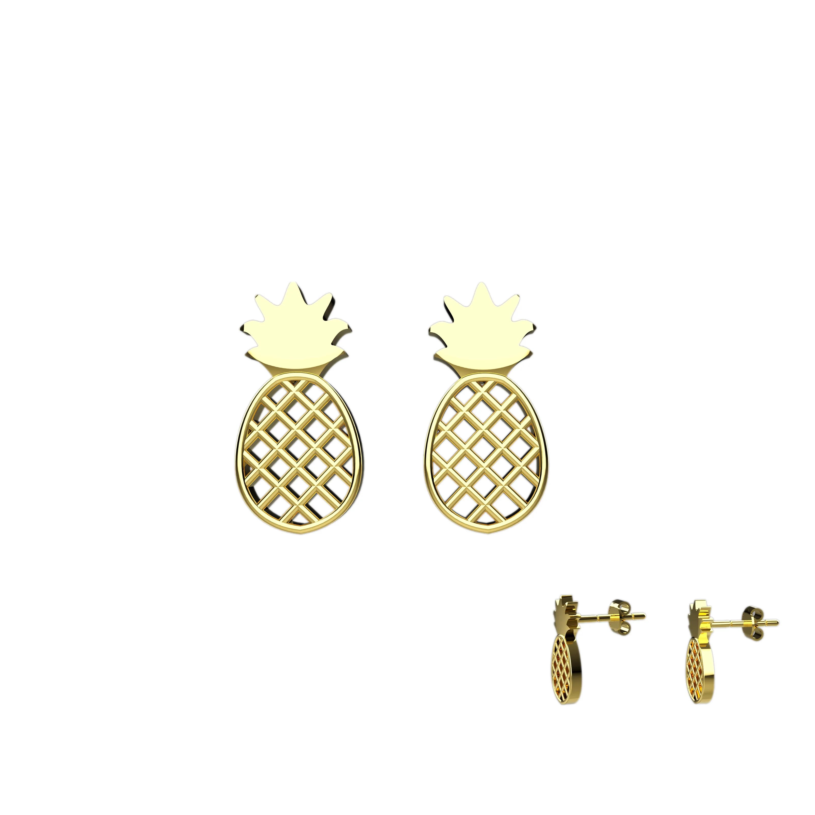 Earrings Stud In Pineapple Fruit