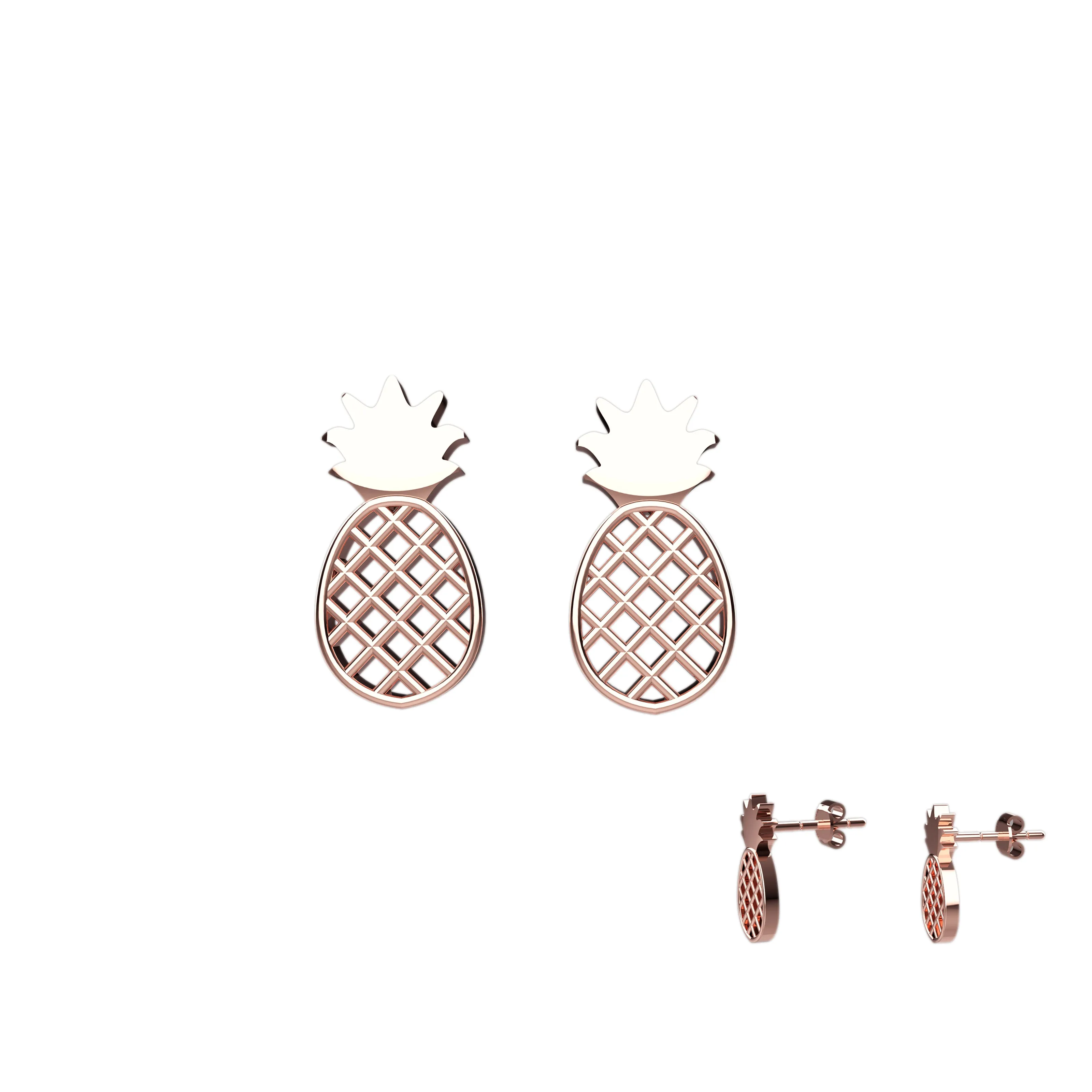 Earrings Stud In Pineapple Fruit