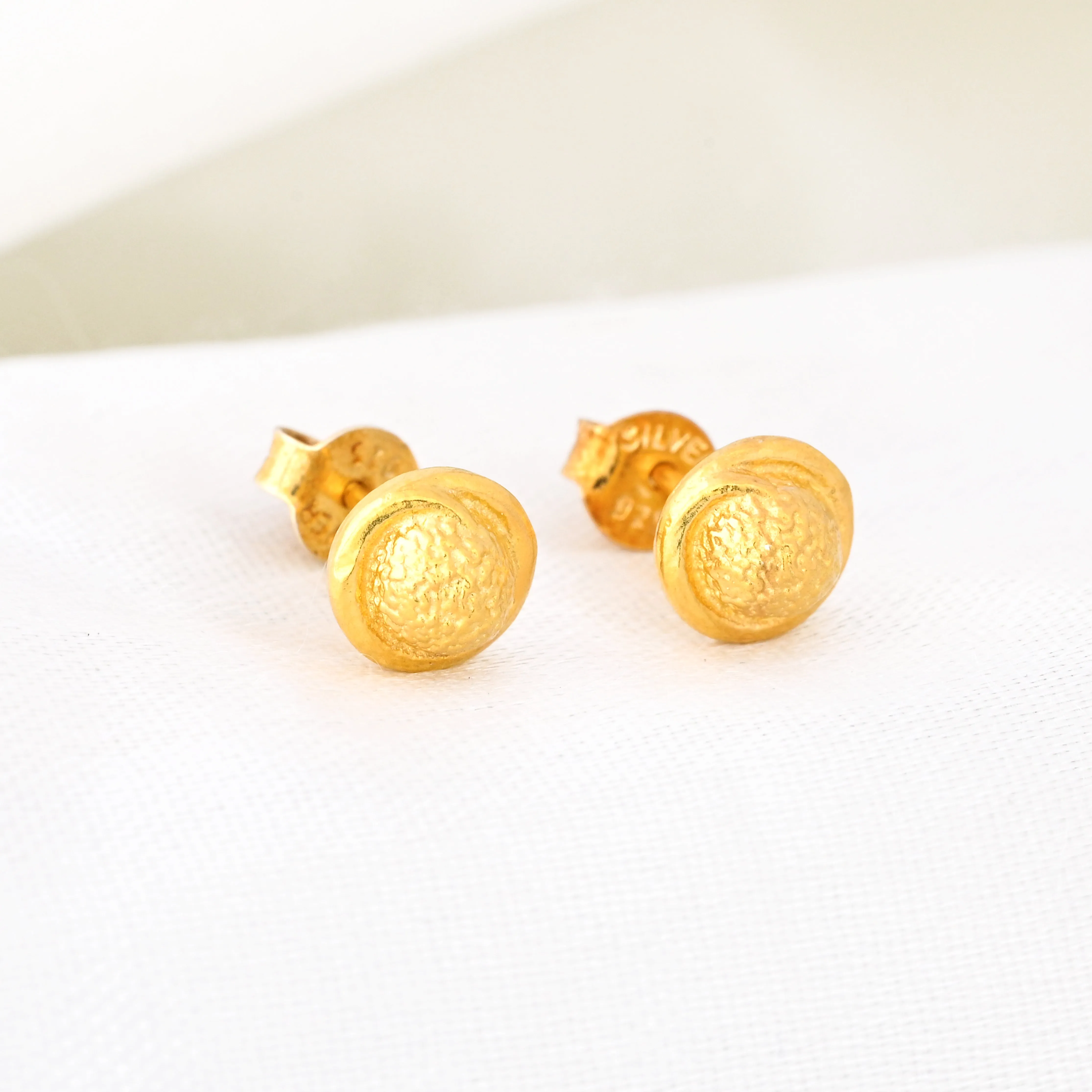 Embossed Round Flat Stud Earrings Geometric Disc Studs