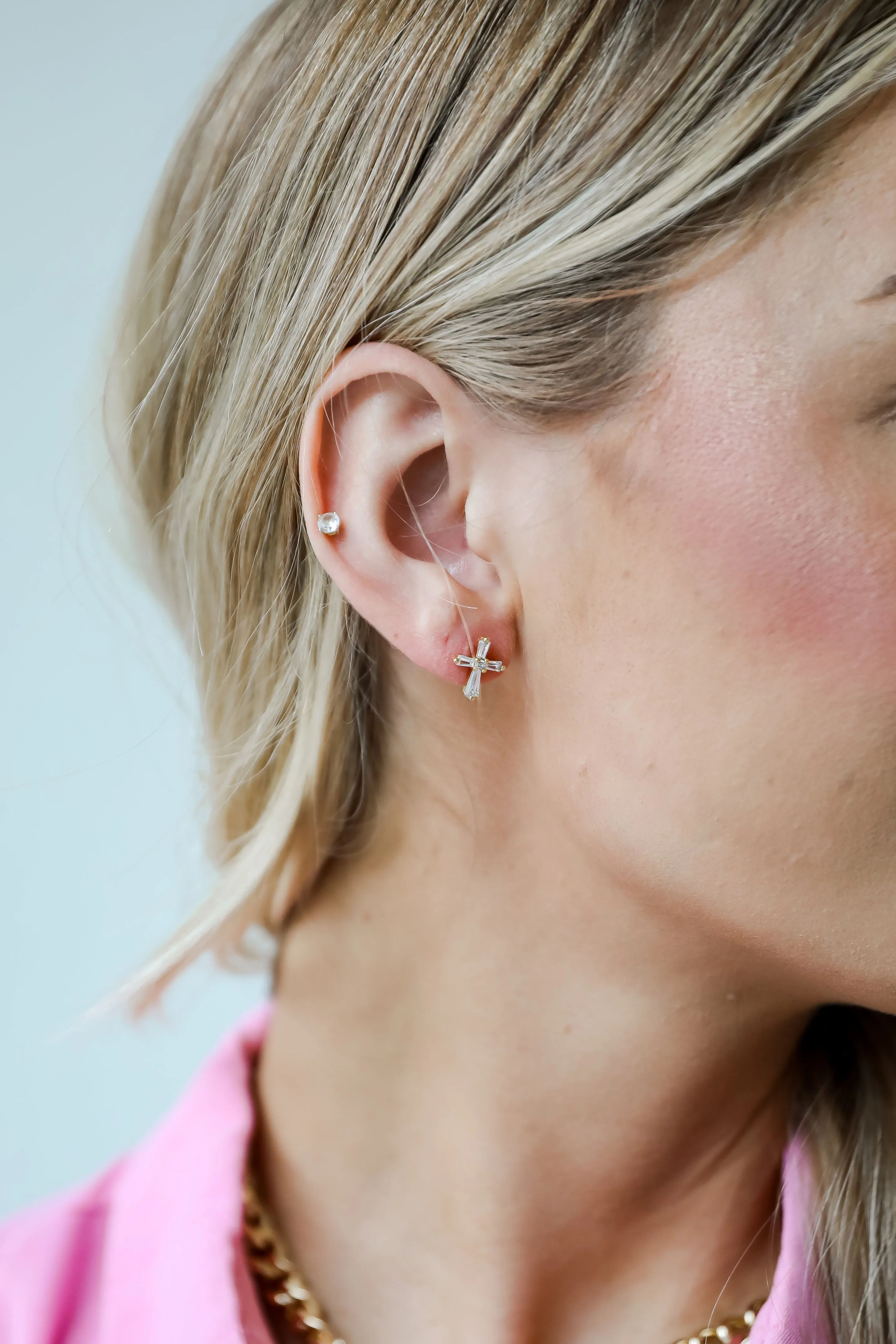 Gracie Gold Rhinestone Cross Stud Earrings