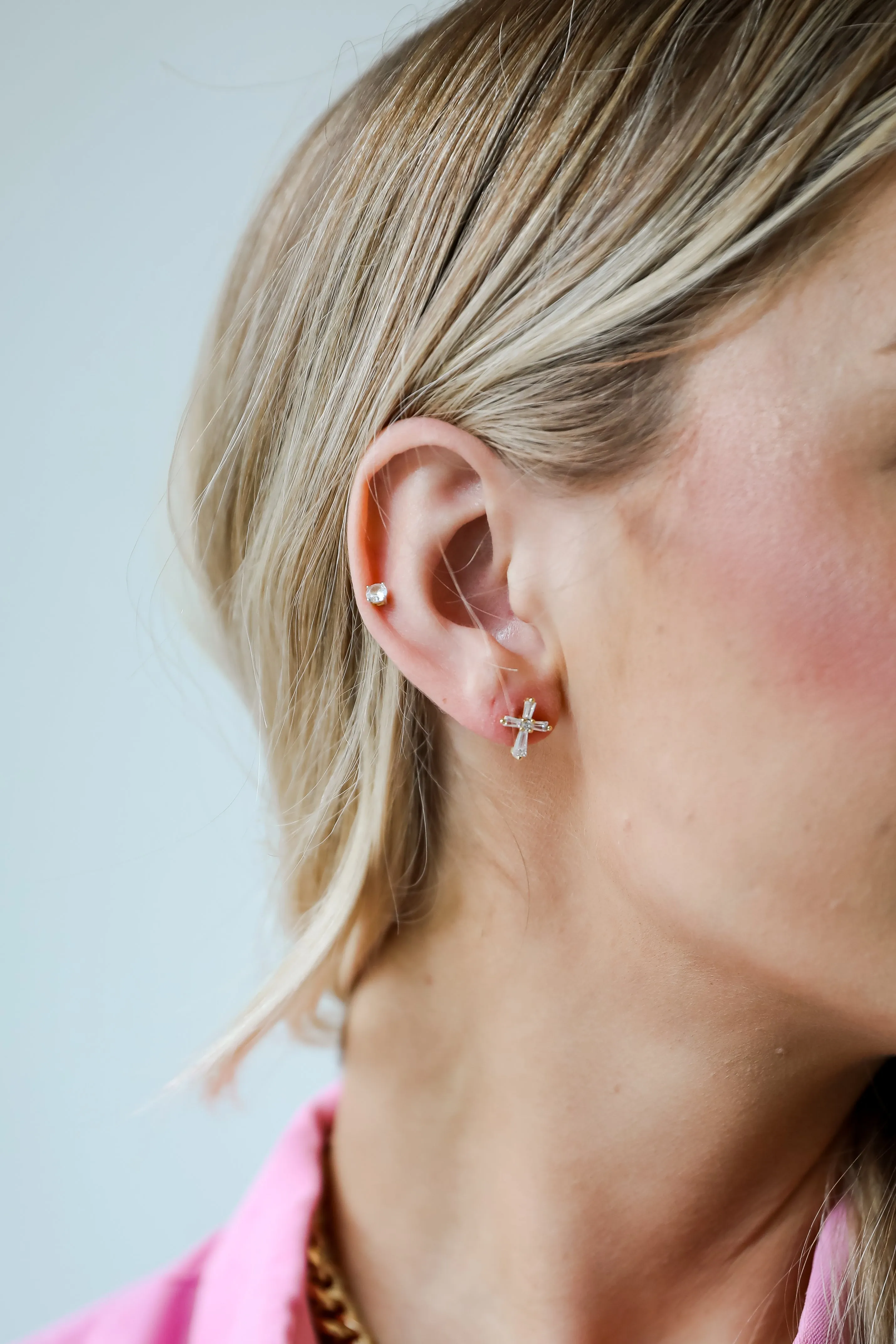 Gracie Gold Rhinestone Cross Stud Earrings