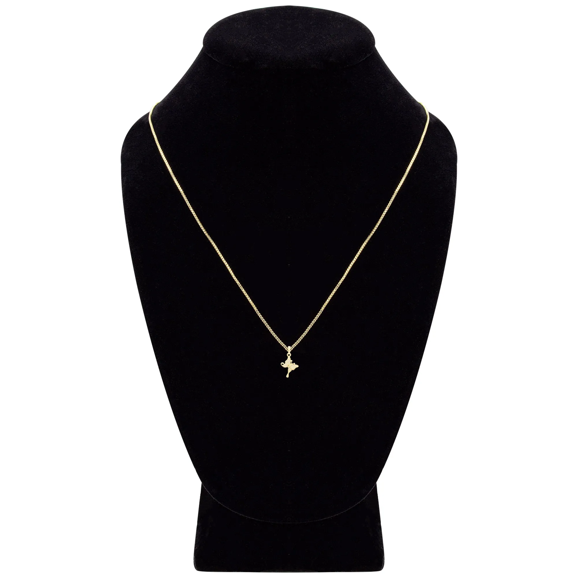 Hanging Butterfly 3 Cubic Zirconia Pendant With 14K Gold Filled Necklace Set