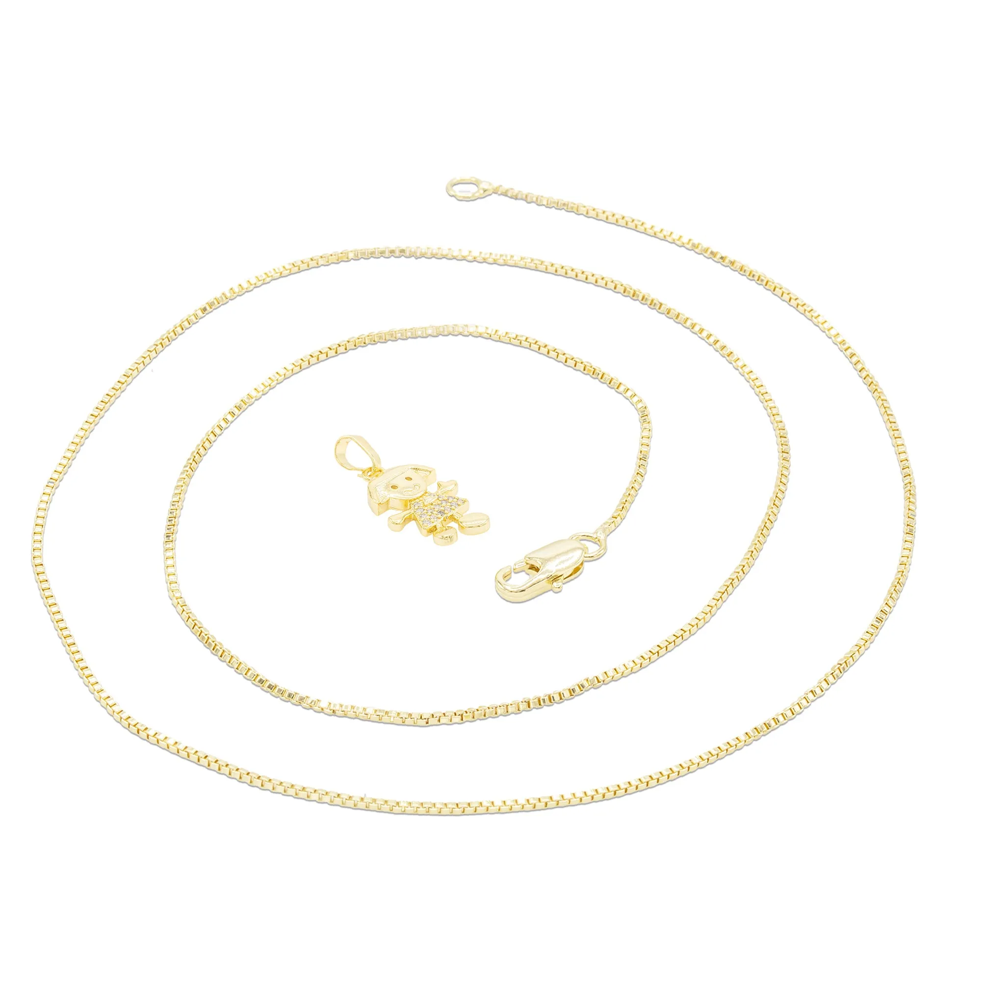 Happy Girl Cubic Zirconia Pendant With 14K Gold Filled Necklace Set