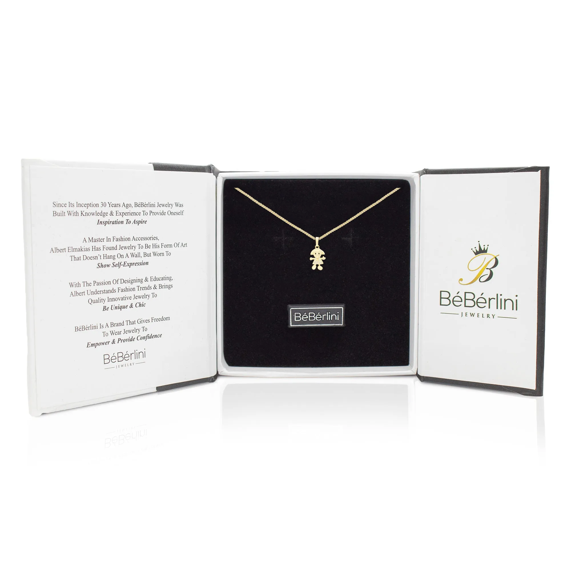 Happy Girl Cubic Zirconia Pendant With 14K Gold Filled Necklace Set