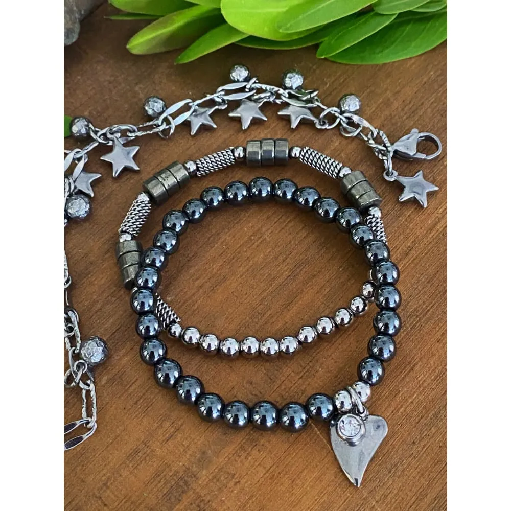 HEMATITE CHARM BRACELET