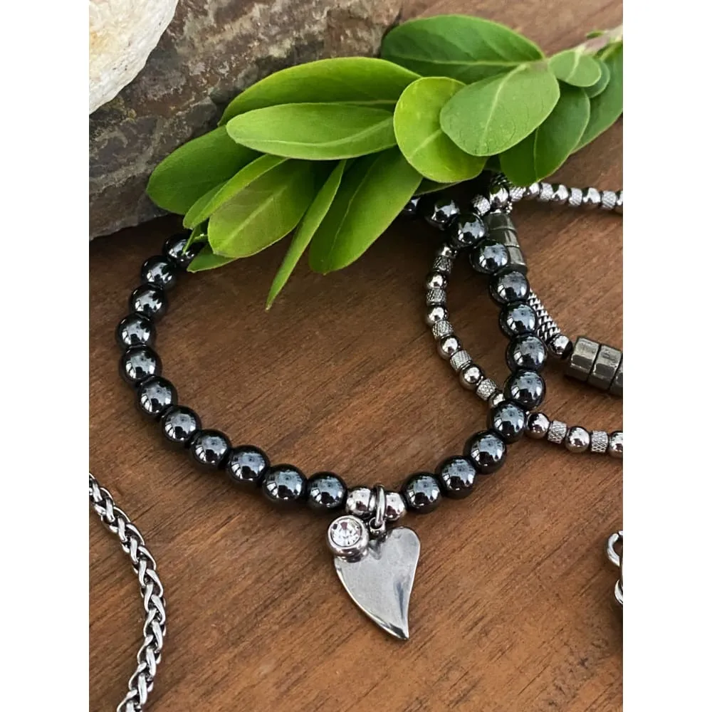 HEMATITE CHARM BRACELET