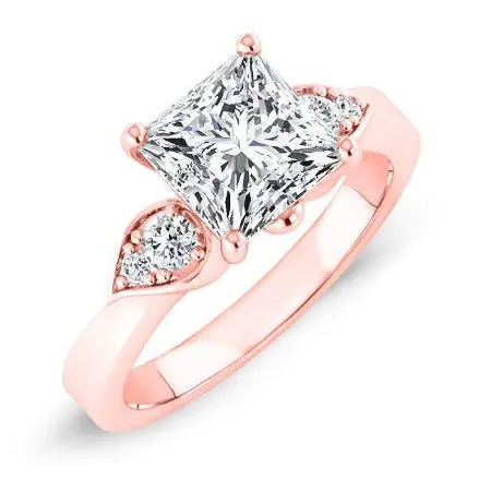 Hibiscus - Princess Moissanite Engagement Ring