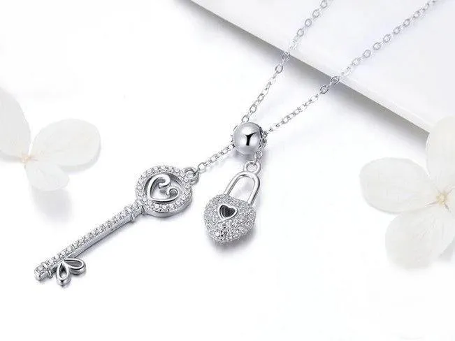 Key of Heart Sterling Silver Necklace