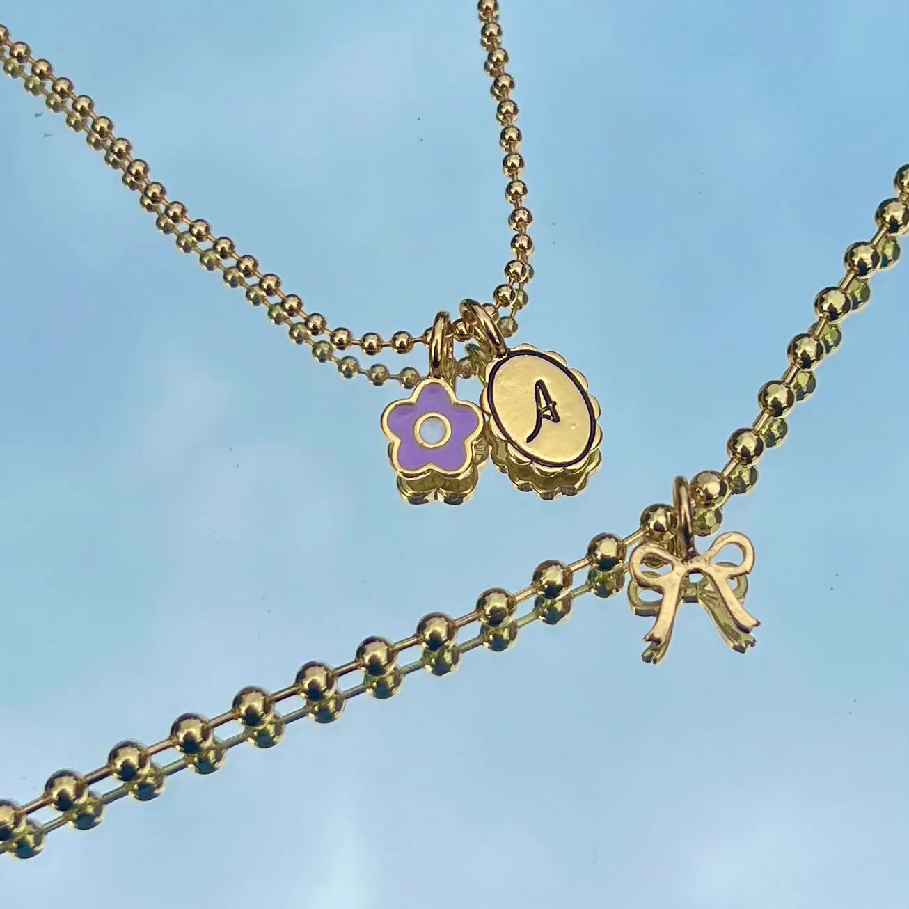 Lucky Feather - Charm Garden - Scalloped Initial Charm - Gold - S