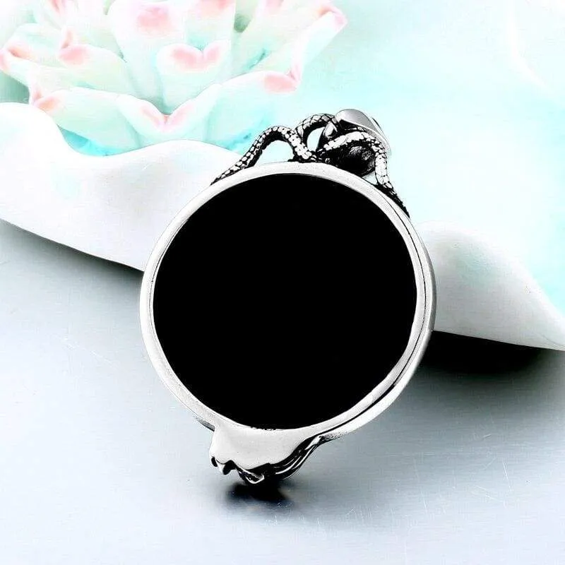 Magic Mirror Men Pendant Necklace with Stainless Steel Snake Wrapped Skull Clasp Chain Sexy women