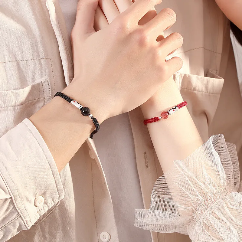Matching Engravable Couple Bracelets Set
