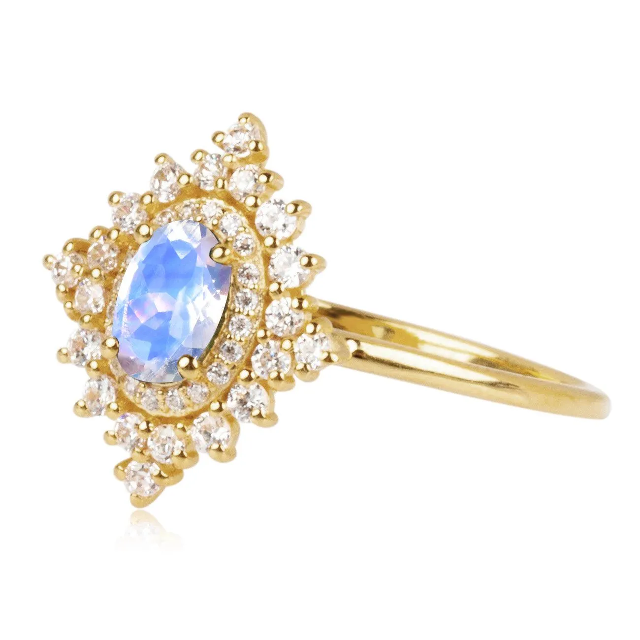 Moonstone & Moissanite Dynasty Ring