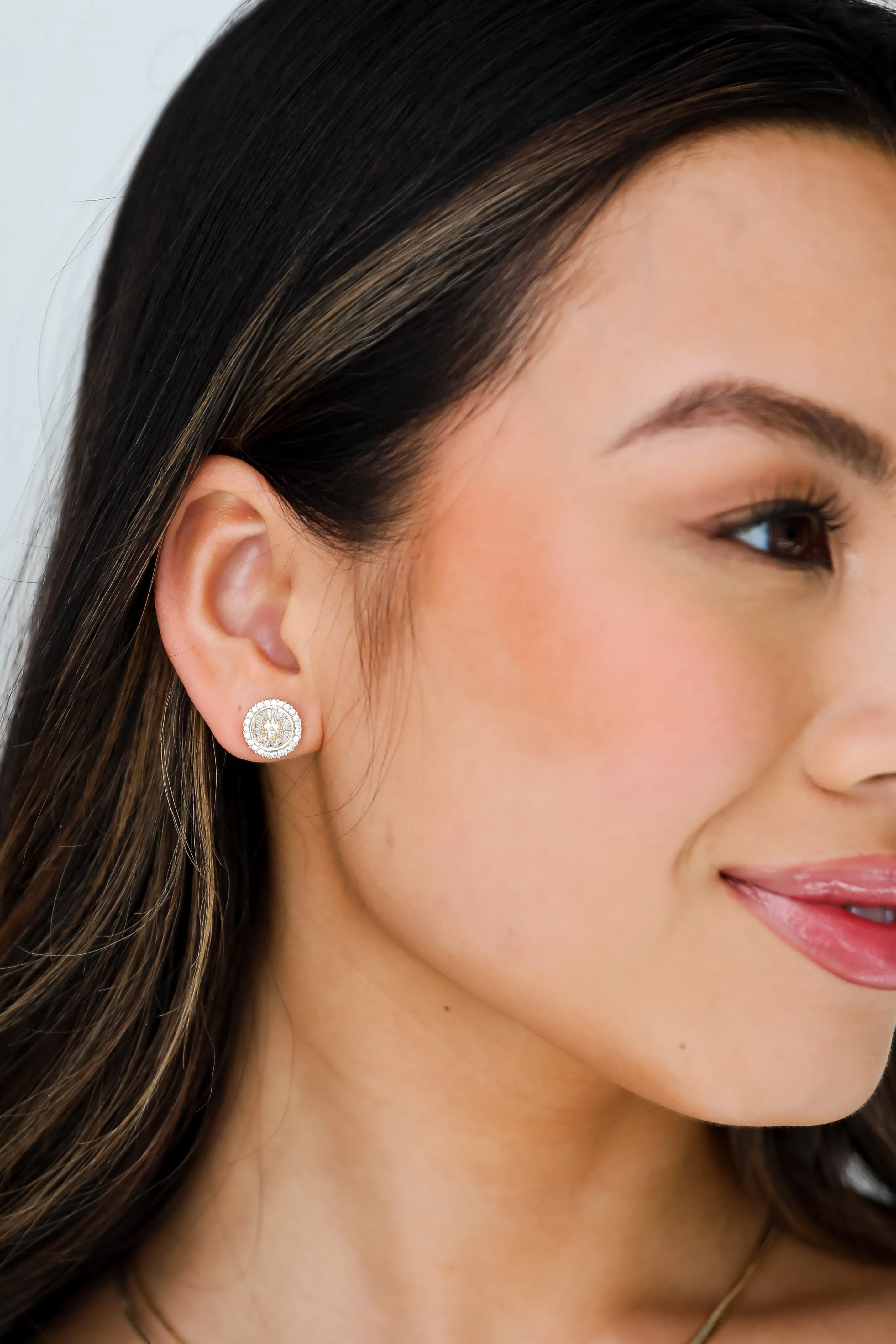 Naomi Gold Rhinestone Stud Earrings