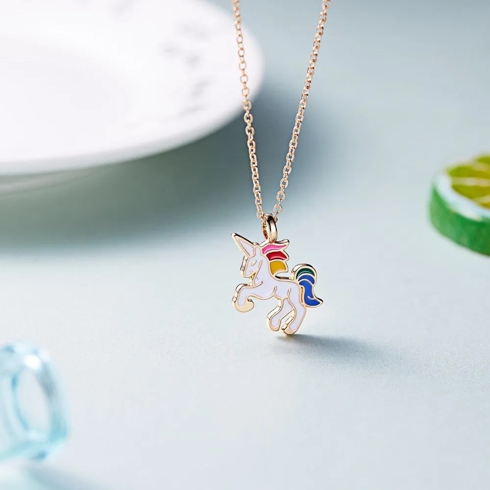 Necklace For Girls Children Kids Enamel Cartoon Horse Jewelry Accessories Women Animal Pendant Party