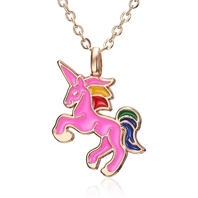 Necklace For Girls Children Kids Enamel Cartoon Horse Jewelry Accessories Women Animal Pendant Party