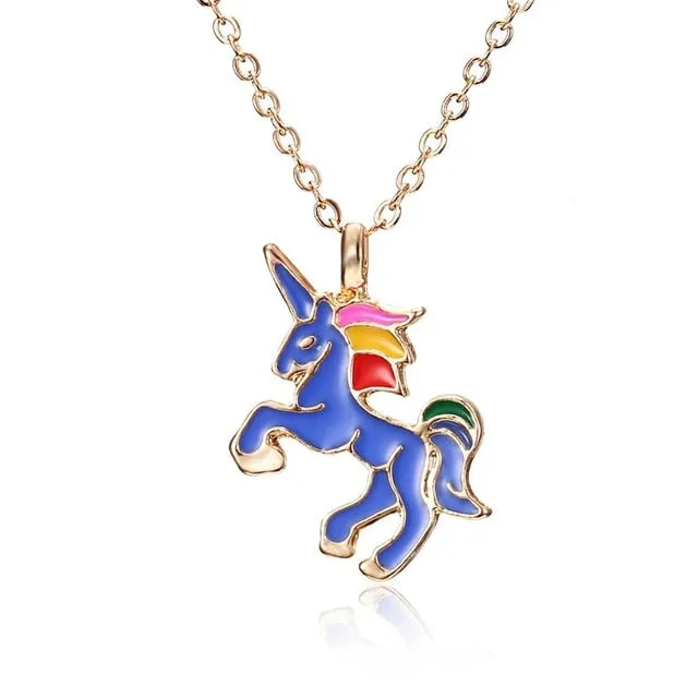 Necklace For Girls Children Kids Enamel Cartoon Horse Jewelry Accessories Women Animal Pendant Party