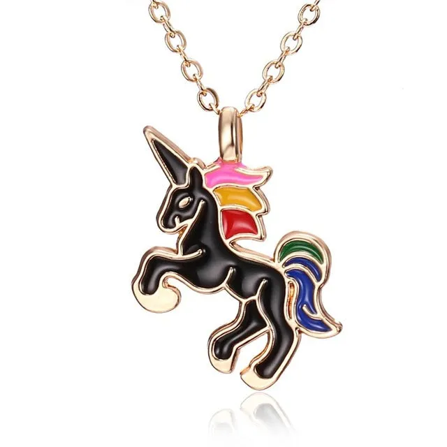 Necklace For Girls Children Kids Enamel Cartoon Horse Jewelry Accessories Women Animal Pendant Party