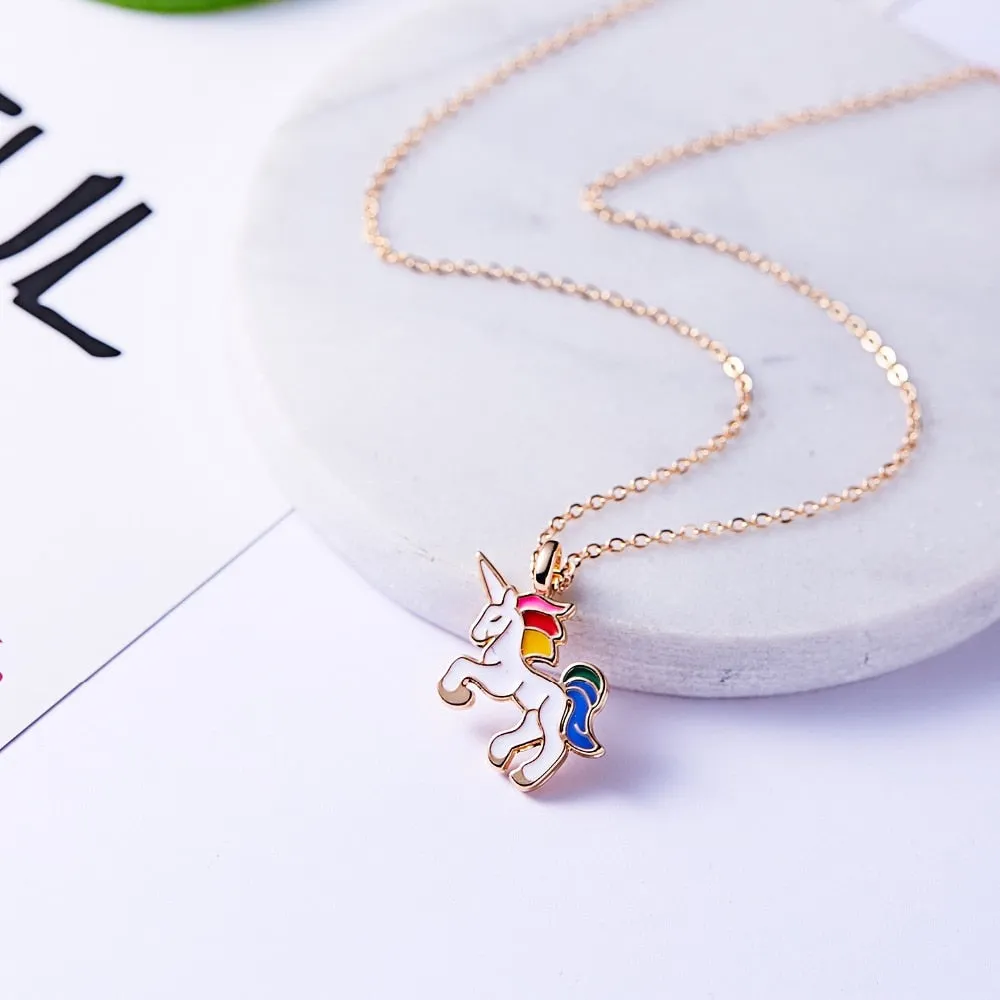 Necklace For Girls Children Kids Enamel Cartoon Horse Jewelry Accessories Women Animal Pendant Party