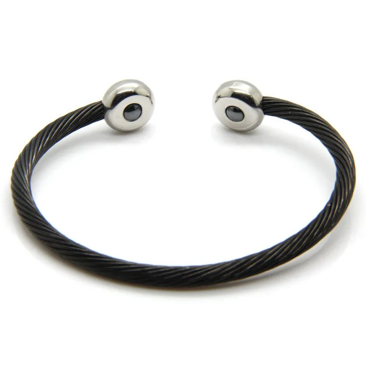 New Arrivals Black / Gold Stainless Steel Bracelets Bangles Smooth Steel Twisted Wire Bracelet Germanium Accessories For Women